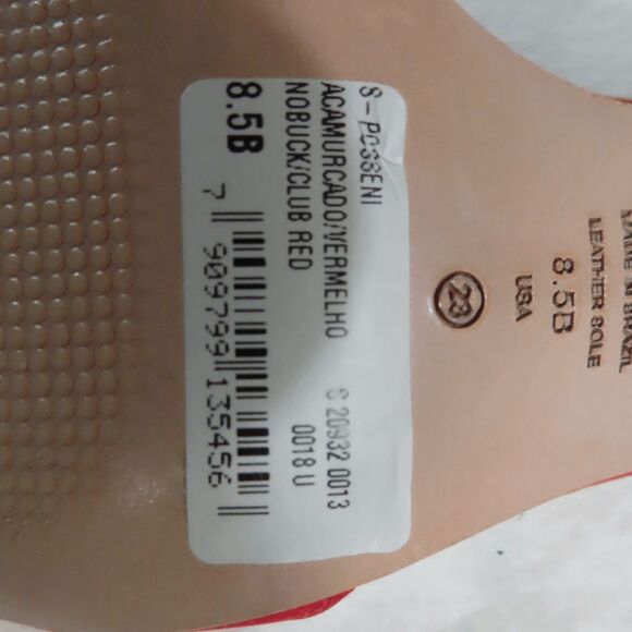 SCHUTZ Club Red Nobuck Leather Posseni Heel Sandals Size 8.5 - Picture 5 of 6